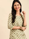 Women's Olive Printed Kurta Set-SKC-801-Olive