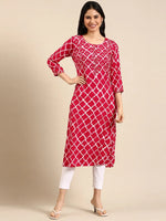 Women's Purple Tie Dye Straight Kurta-AT-A396-K-Magenta