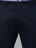 Genips Men's Cotton Stretch Caribbean Slim Fit Solid Navy Color Trousers