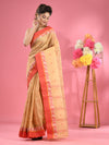 Beige Pure Cotton Tant Saree With Woven Designs-MA51TT43480064