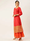 Women's Red Printed Kurta Sets-GW-1038-Red