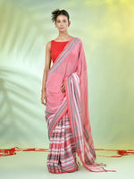 Rose Pink Cotton Soft Saree With Woven Nakshi Borders-MA62CT33660067