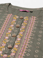 Women's Olive Geometrical Kurta Set-GW-1143-Olive