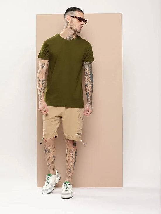 Difference Of Opinion Men's Olive Plain T-Shirt