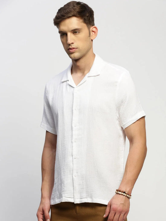 Men White Solid Shirt-LAVINIA-1635-White