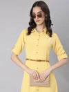 Women Yellow Solid Shirt Dress-DF-4752-Yellow