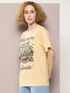 Dillinger Beige Graphic Oversized T-Shirt-WMNCR496BGE-XS