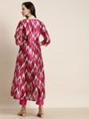 Fuchsia Ikat Print Kali Kurta