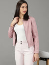 Women's Pink Solid Open Front Jacket-IM-067-Pink