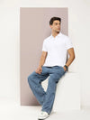 Dillinger White Solid Regular Snap Polo T-shirt