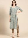 Women's Sea Green Printed Straight Kurta-SKC-976-Seagreen