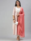 Women's White & Pink Printed Kurta Sets-BS1595A-White-Pink