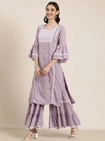 Women Lavender Solid Kurta Set-RF-1709-Lavender