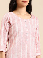 Women's Pink Solid Straight Kurta-SKC-789-Peach