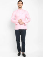 Hangup Men Standard Solid Men's Indian Wear-BabyPink_Magic_Bon_ShortKurta