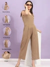 Rigo Poly Corduroy V Neck Tie-Up Straps Jumpsuit-WJD306-1019-L