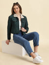 Women's Green Solid Open Front Jacket-LT-JKT-2112-Green