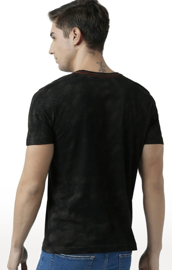 Huetrap Black Mens Short Sleeve Graphic Printed Tshirt-HT17MKGRABLK00654