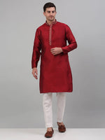 Men's Maroon Collar Embroidered Kurta Pyjama-JOKP-P-692Maroon