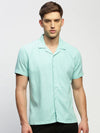 Men Green Solid Shirt-AANYA-1687-Seagreen