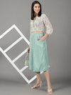 Women's Sea Green Striped Culottes-AE-10445-Seagreen