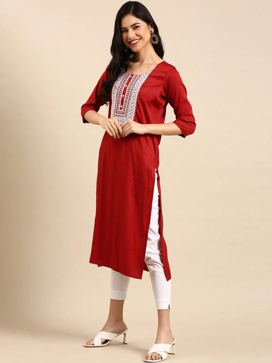 Women's Orange Solid Straight Kurta-SKC-3293-Rust