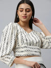 Women's Printed Off White Top-AE-7029-Offwhiteblack