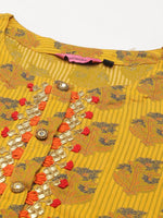 Women's Yellow Floral Kurta Set-GW-1773-Yellow