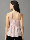 Women's Pink Striped Peplum Top-AE-10463-Pink