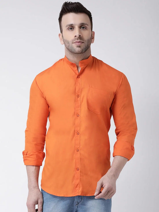 Hangup Men Slim Solid Shirts-BenOrangeShirt