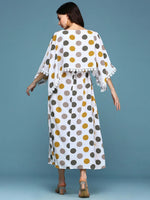 Women White Printed Kaftan Dress-AE-9952-White