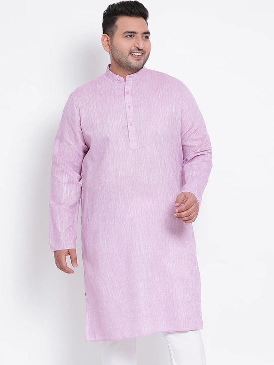 Hangup Men Standard Solid Men's Indian Wear-LightPurple_Linen_OnlyLongKurta