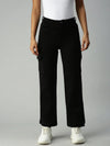 Women's Black Solid Denim Wide Leg Jeans-IM9830-Black