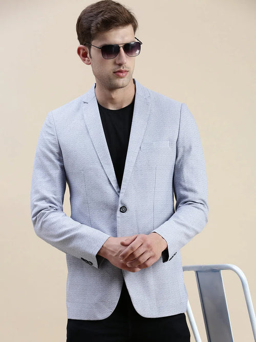 Men Blue Solid Casual Blazer-SOBLZ-022-8-Blue