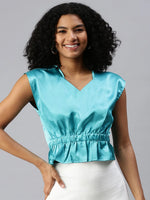 Women Turquoise Blue Printed Corset Top-AE-10216-Turquoiseblue