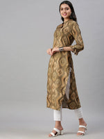 Women's Olive Printed Straight Kurta-BCSK585-Olive