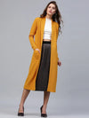 Women Solid Mustard Full Sleeve Jacket