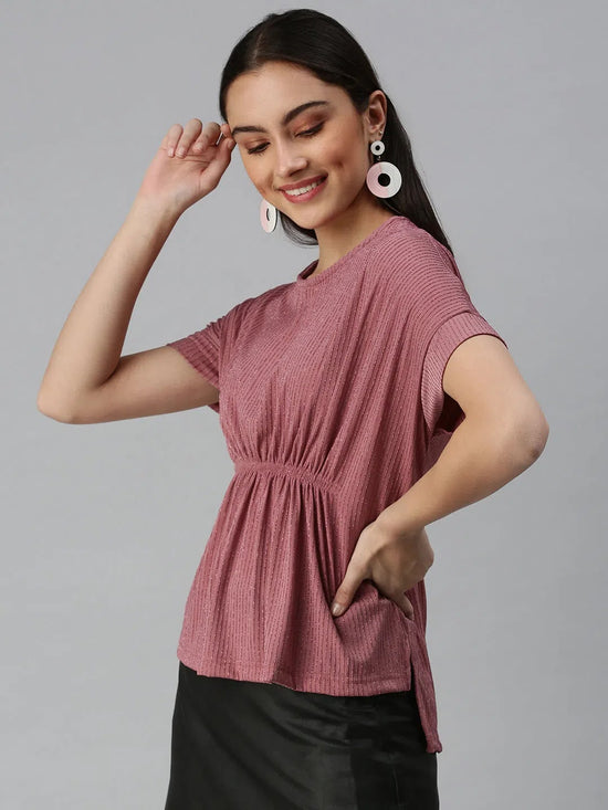 Women Mauve Solid Kaftan Top-AE-10178-Mauve