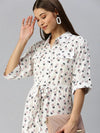 Women's White Printed Shirt Dress-AE-444942-White