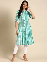 Women's Green Tie Dye Straight Kurta-NJ-1084352-Green