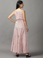 Women's Pink Polka Dots Fit and Flare Dress-AE-15655-Pink