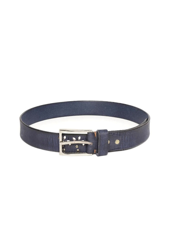 Blue Broad Gunmetal Studded Leather Belt