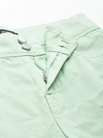 Women Green Solid Denim Shorts-LT-S-10405-Green