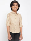 Tales & Stories Boys Beige Cotton Solid Full Sleeves Regular Fit Shirt