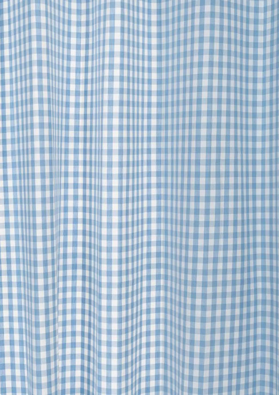 Gingham Woven 100% cotton geometric curtain for living room - Room darkening - Powder Blue - Pack of 1-230822166