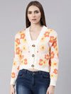 Women Peach Printed Cardigan-CHN-55043-Peach