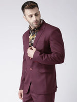 Hangup Men Standard Solid Men Formalwear-WineBlazer