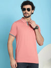 Venitian Men Double Mercerised Solid Polo Neck Pink T-Shirt for Men