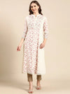 Women's Cream Floral A-Line Kurta-AB-05A-Cream