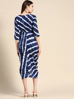 Overlap Midi Dress in Navy